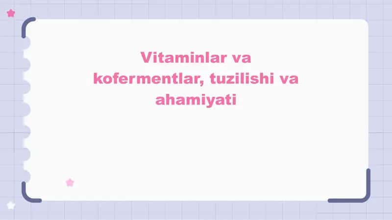 vitaminlar va kofermentlar 1