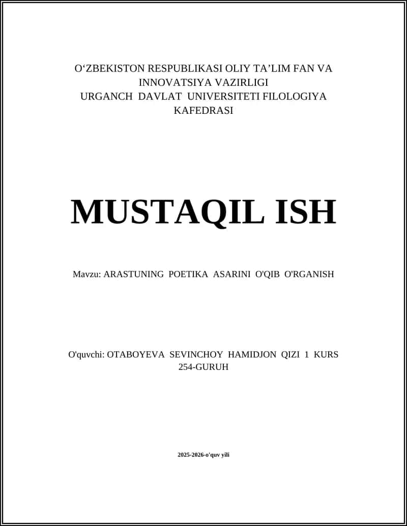Arastuning Poetikasi 1
