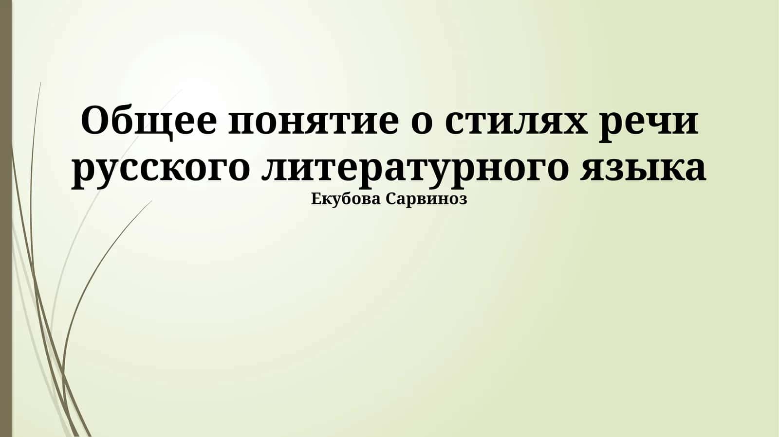 Общее понятие о стилях речи русского литературного языка 1