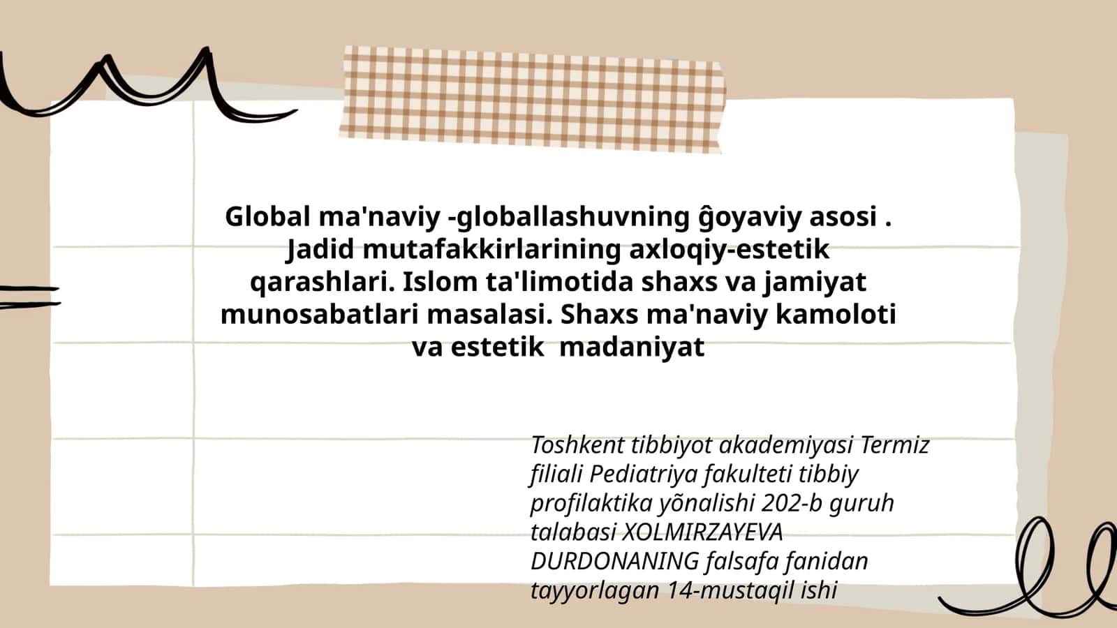 Toshkent tibbiyot akademiyasi Termiz filiali Pediatriya fakulteti tibbiy profilaktika 1