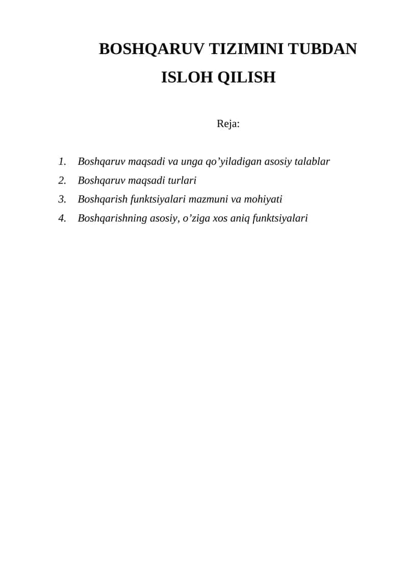 Boshqaruv Tizimini Tubdan Isloh Qilish 1