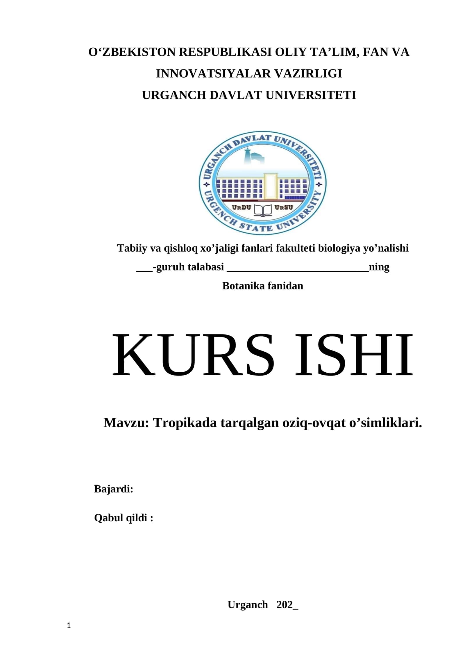 Tropikada tarqalgan oziq-ovqat o’simliklari 1