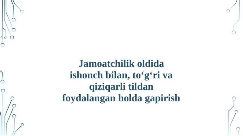 Jamoatchilik Oldida Ishonch Bilan Nutq So'zlash San'ati 1