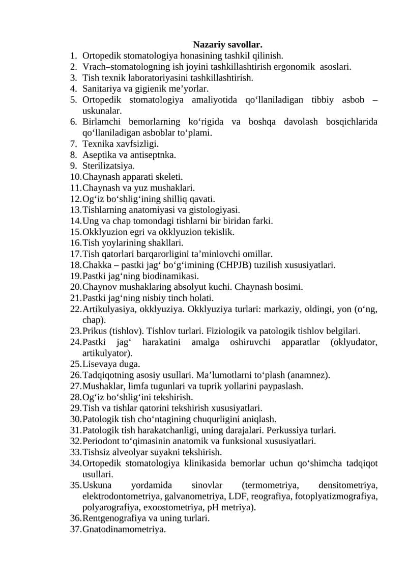 Ortopеdik stomatologiya asboblar to'plami 1