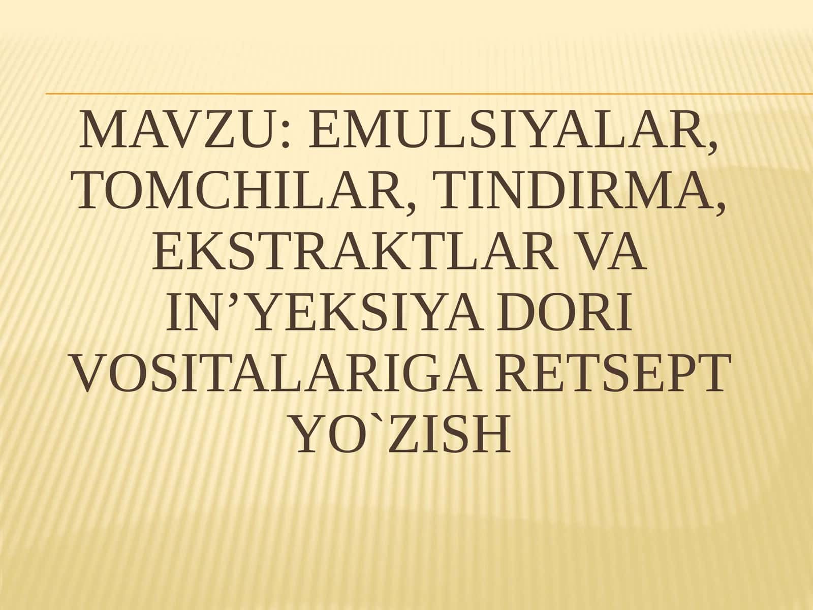 Emulsiyalar, tomchilar, tindirma, ekstraktlar va in’yeksiyadori vositalari 1