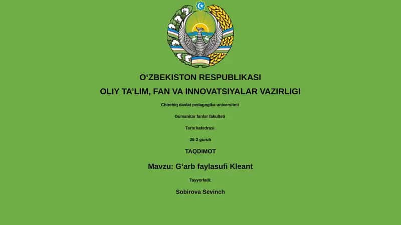 Gʻarb faylasufi Kleant 1