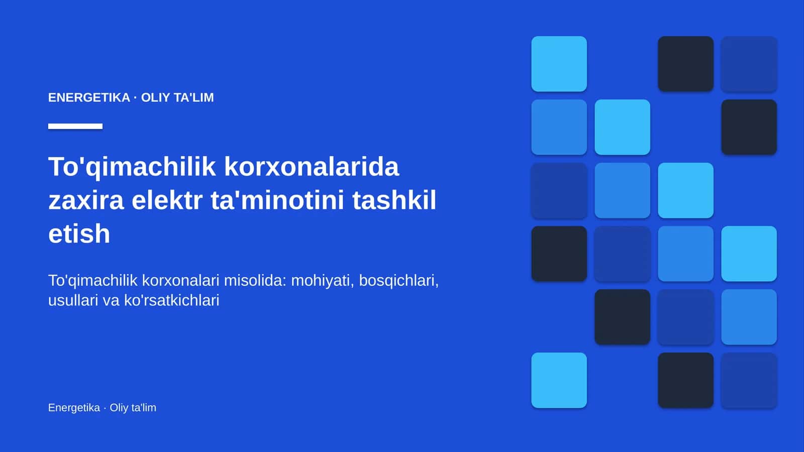 to'qimachilik korxonalarida zaxira elektr ta'minotini tashkil etish 7066 1