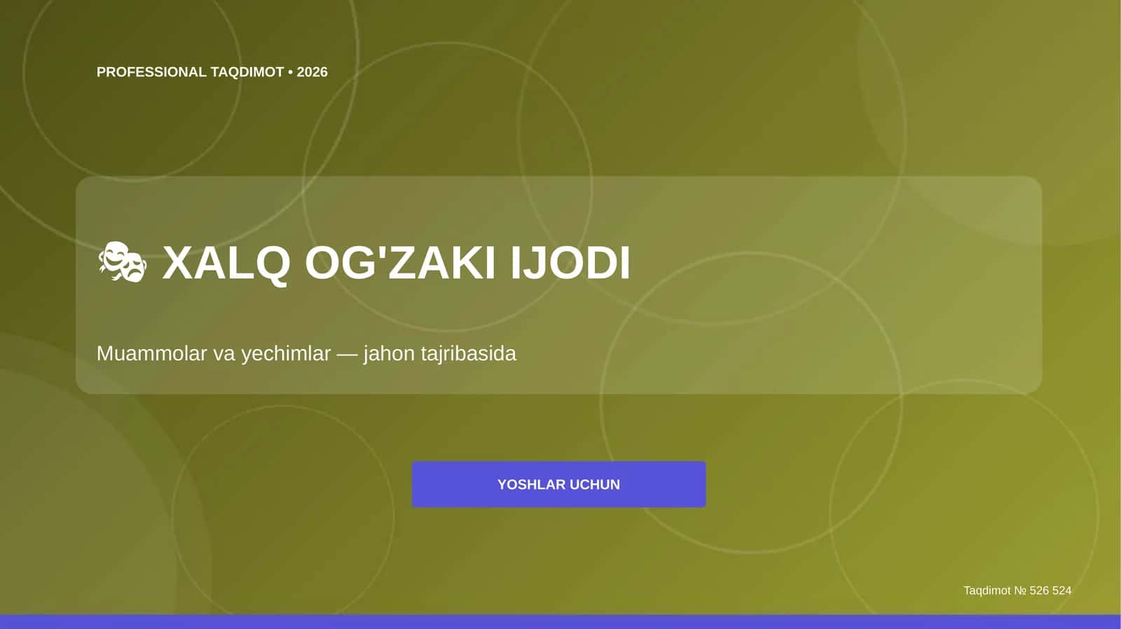 Xalq og'zaki ijodi: muammolar va yechimlar (jahon tajribasida) [yoshlar uchun] 1
