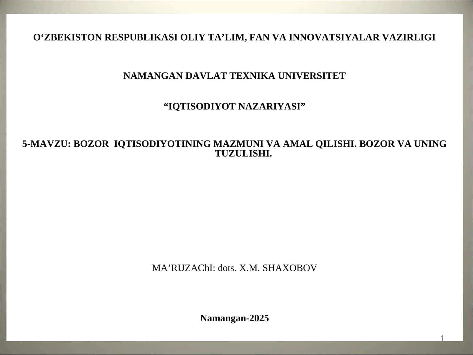 Bozoriqtisodiyoting mazmuni va amal qilishi 1