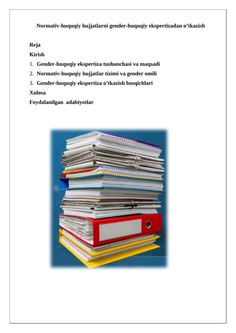 Gender-huquqiy ekspertizadan o’tkazish 1