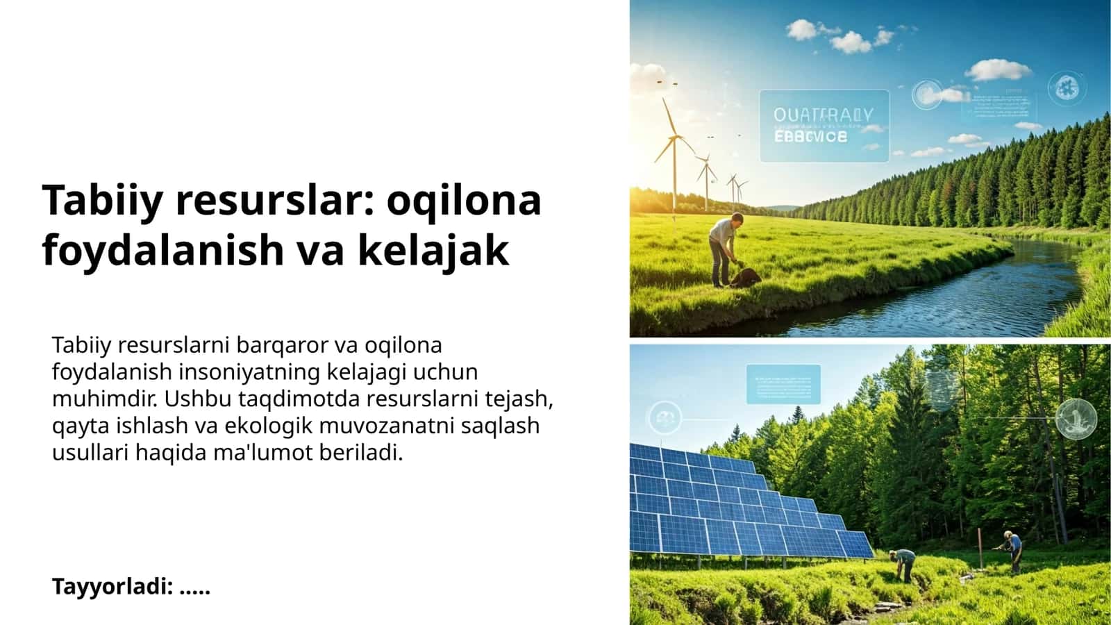Tabiiy resurslar: oqilona foydalanish va kelajak 1