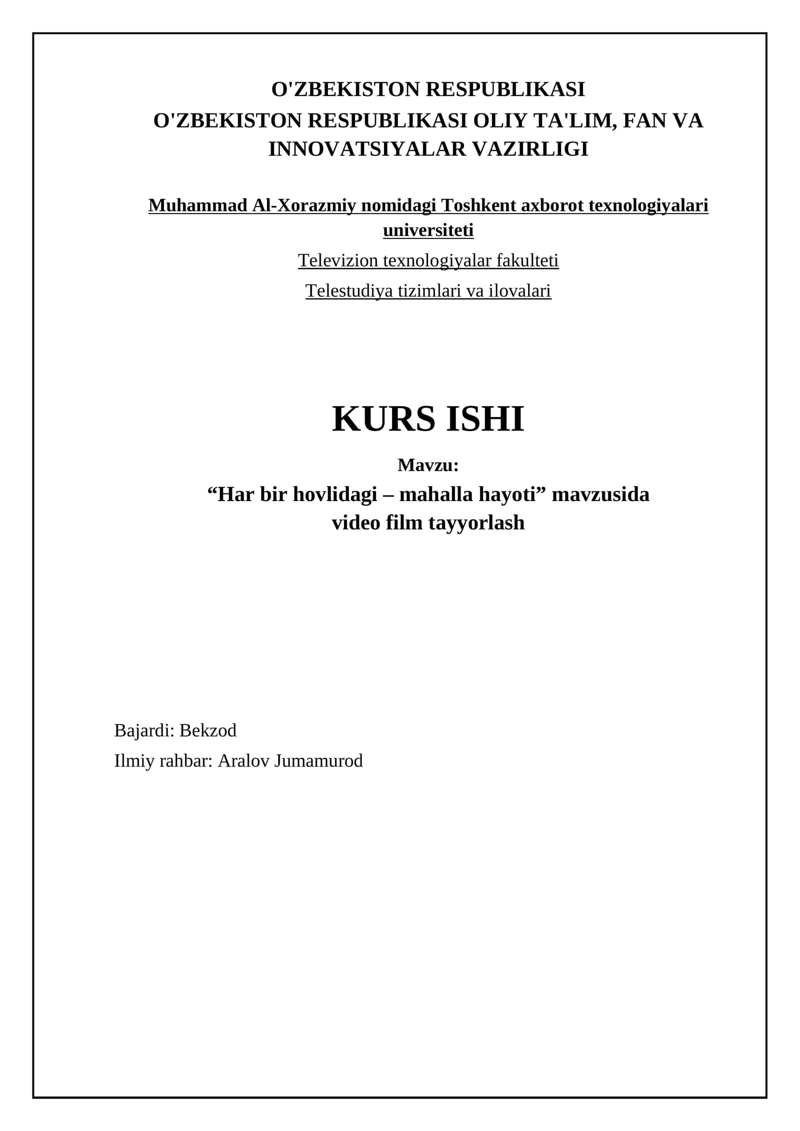 Har bir hovlidagi – mahalla hayoti 1