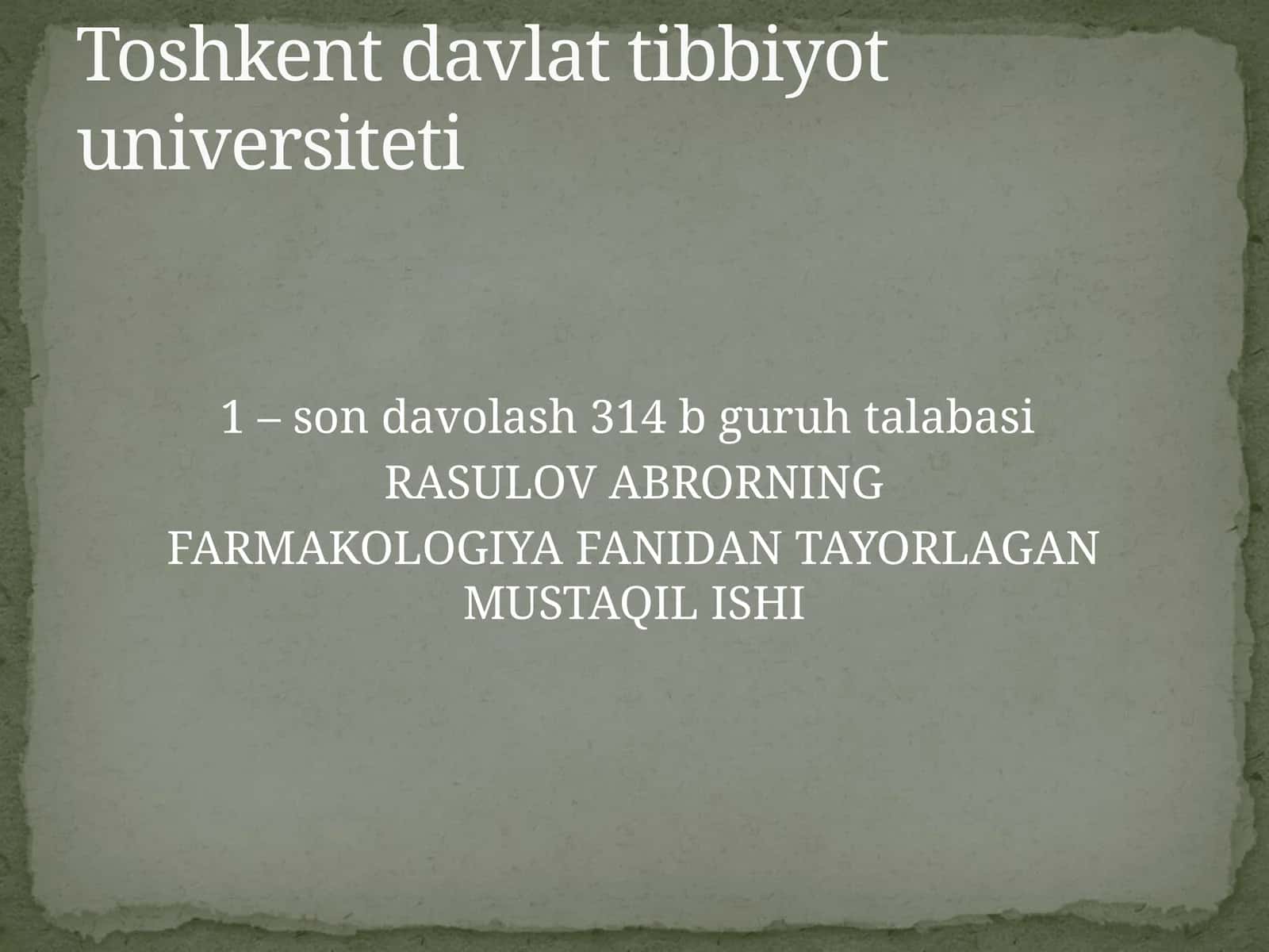 Narkoz vositalari. Etil spirti. Uxlatuvchi vositalar. Alkogolizm va uning asoratlari 1