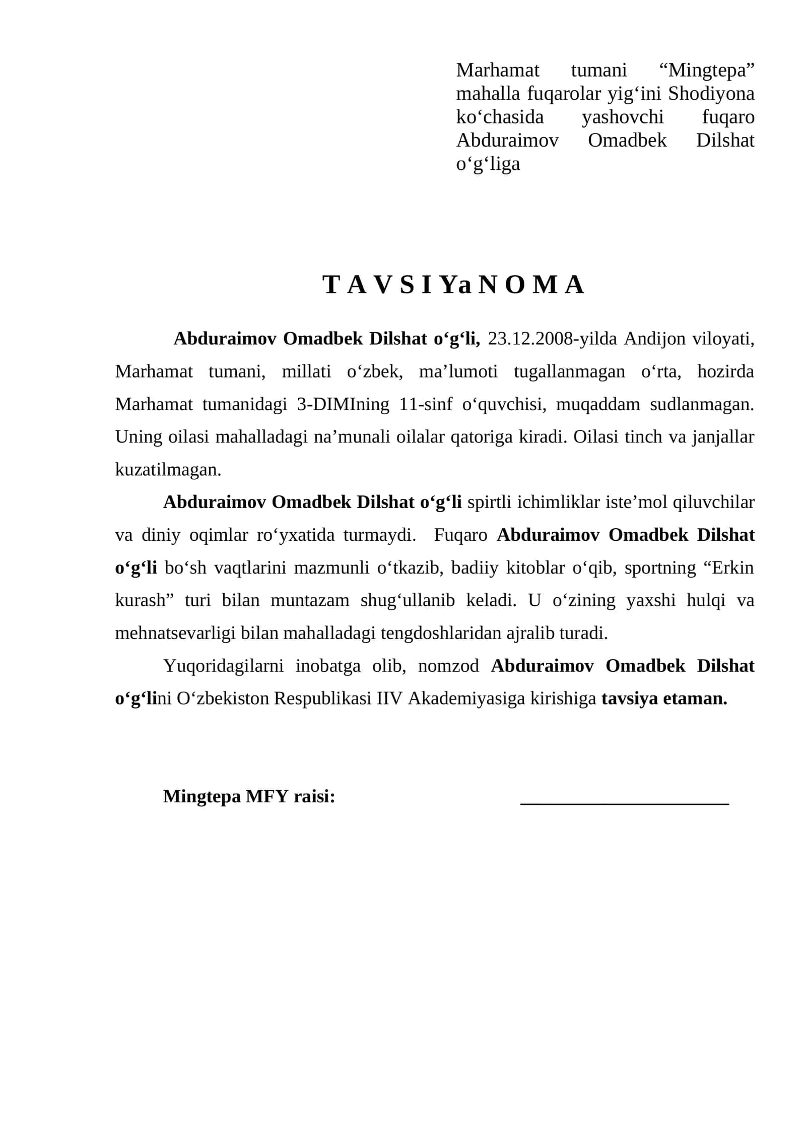 Abduraimov Omadbek Dilshat 1