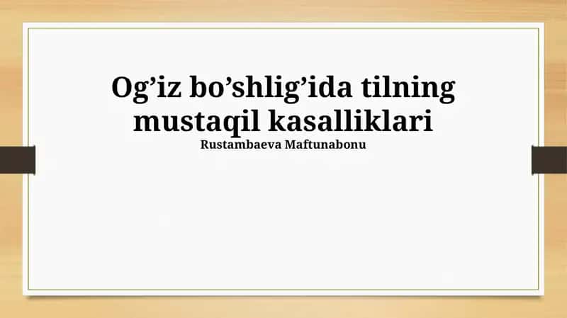 Tilning Og'riqlari (Glossodiniya) 1