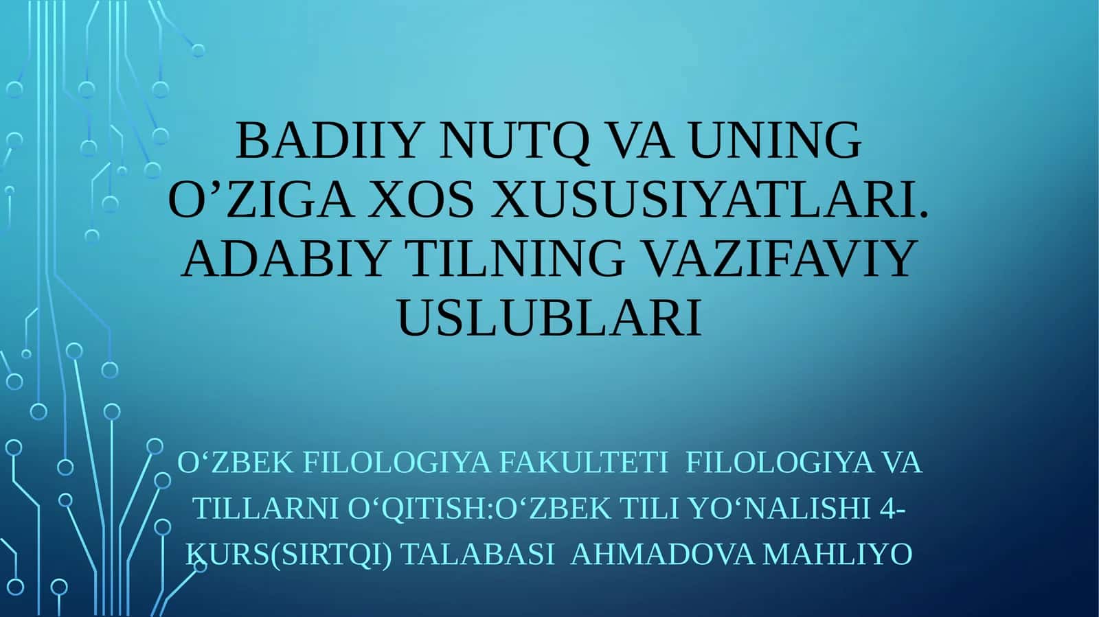 Badiiynutqvauningo’zigaxosxususiyatlari.Adabiytilningvazifaviyuslublari 1
