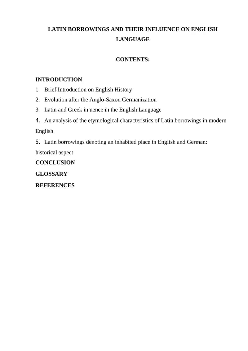 Latin's Role in the Development of the English Language 1