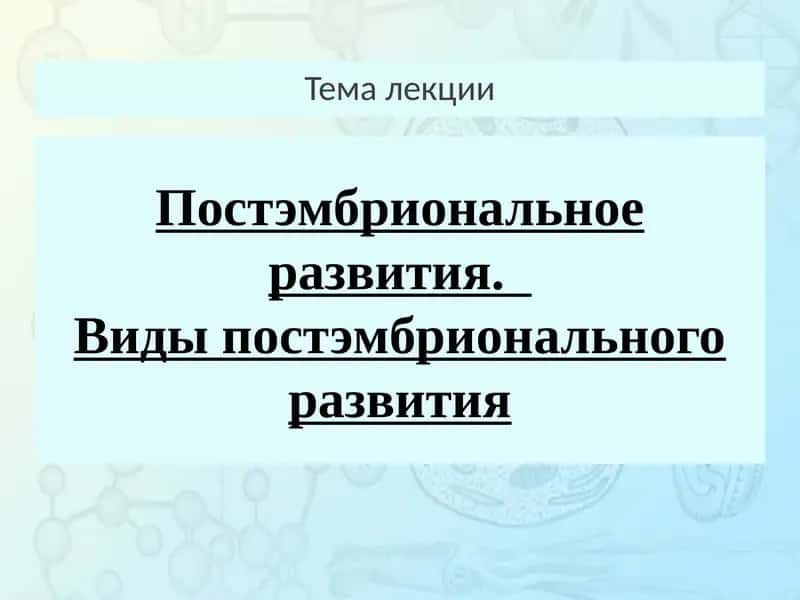 Виды постэмбрионального развития 1