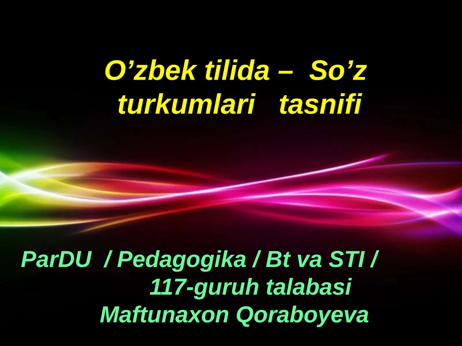 O’zbektilida–So’zturkumlaritasnifi 1