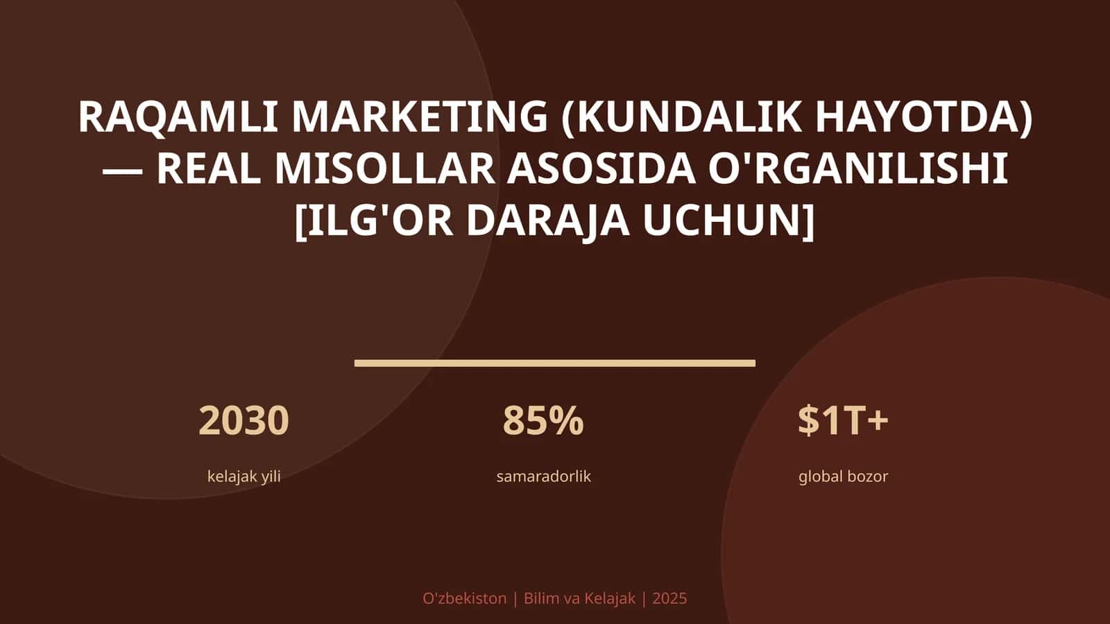 Raqamli marketing (kundalik hayotda) — real misollar asosida o'rganilishi [ilg'or daraja uchun] 1