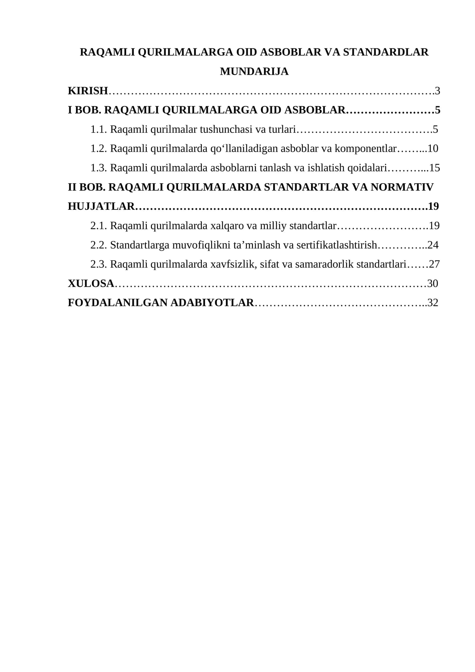 RAQAMLI QURILMALARGA OID ASBOBLAR VA STANDARDLAR 1