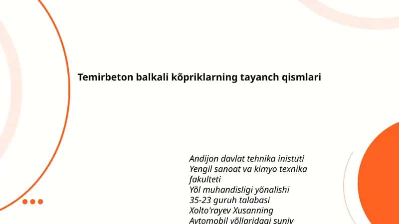 Temirbeton balkali kõpriklarning tayanch qismlari 1