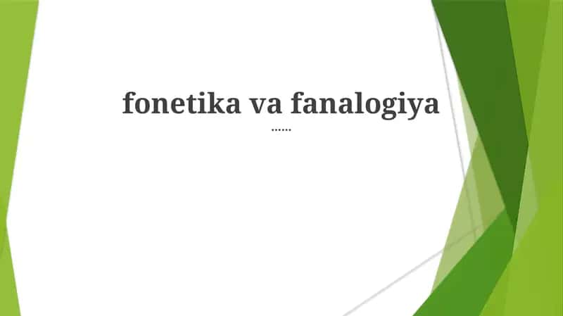 Til Ovozlar: Fonetika 1