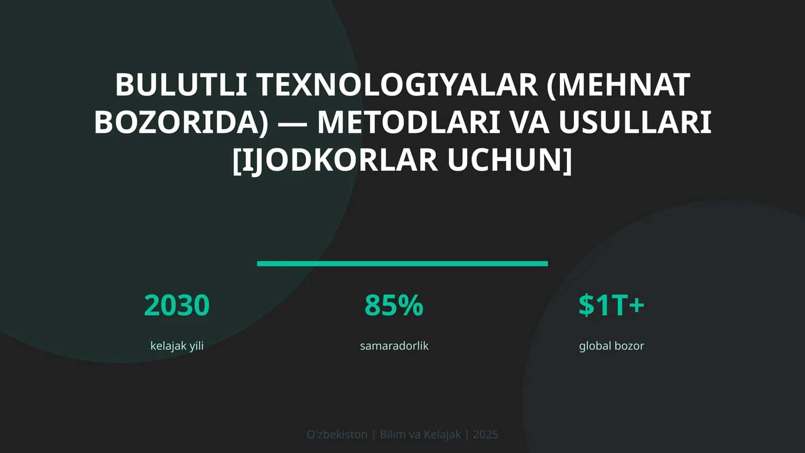 Bulutli texnologiyalar (mehnat bozorida) — metodlari va usullari [ijodkorlar uchun] 1
