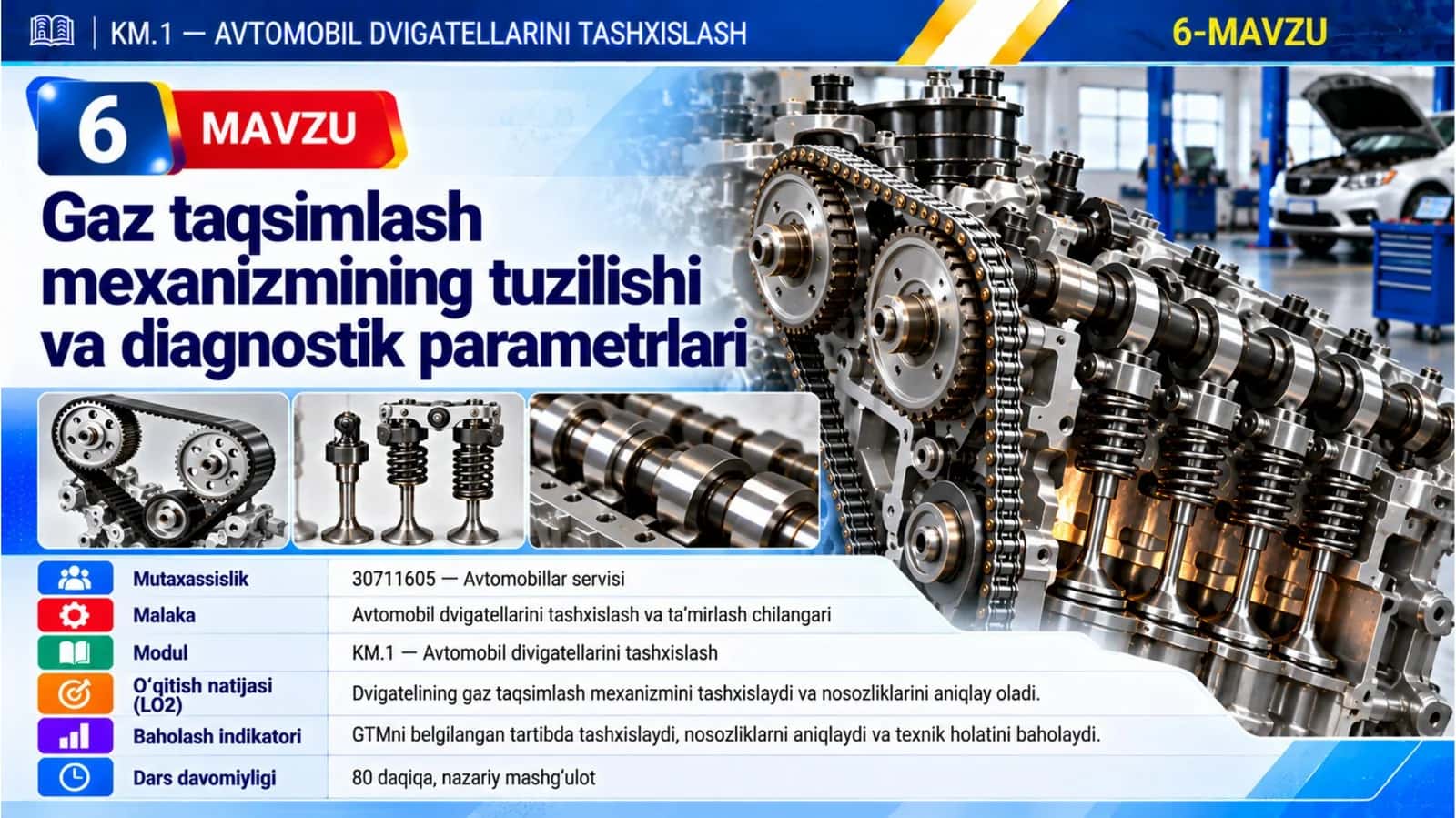 6-mavzu. Gaz taqsimlash mexanizmining tuzilishi va diagnostik parametrlari 1