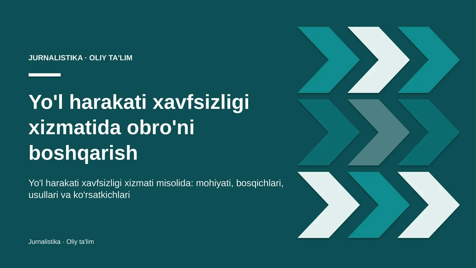 Yo'l harakati xavfsizligi xizmatida obro'ni boshqarish 1