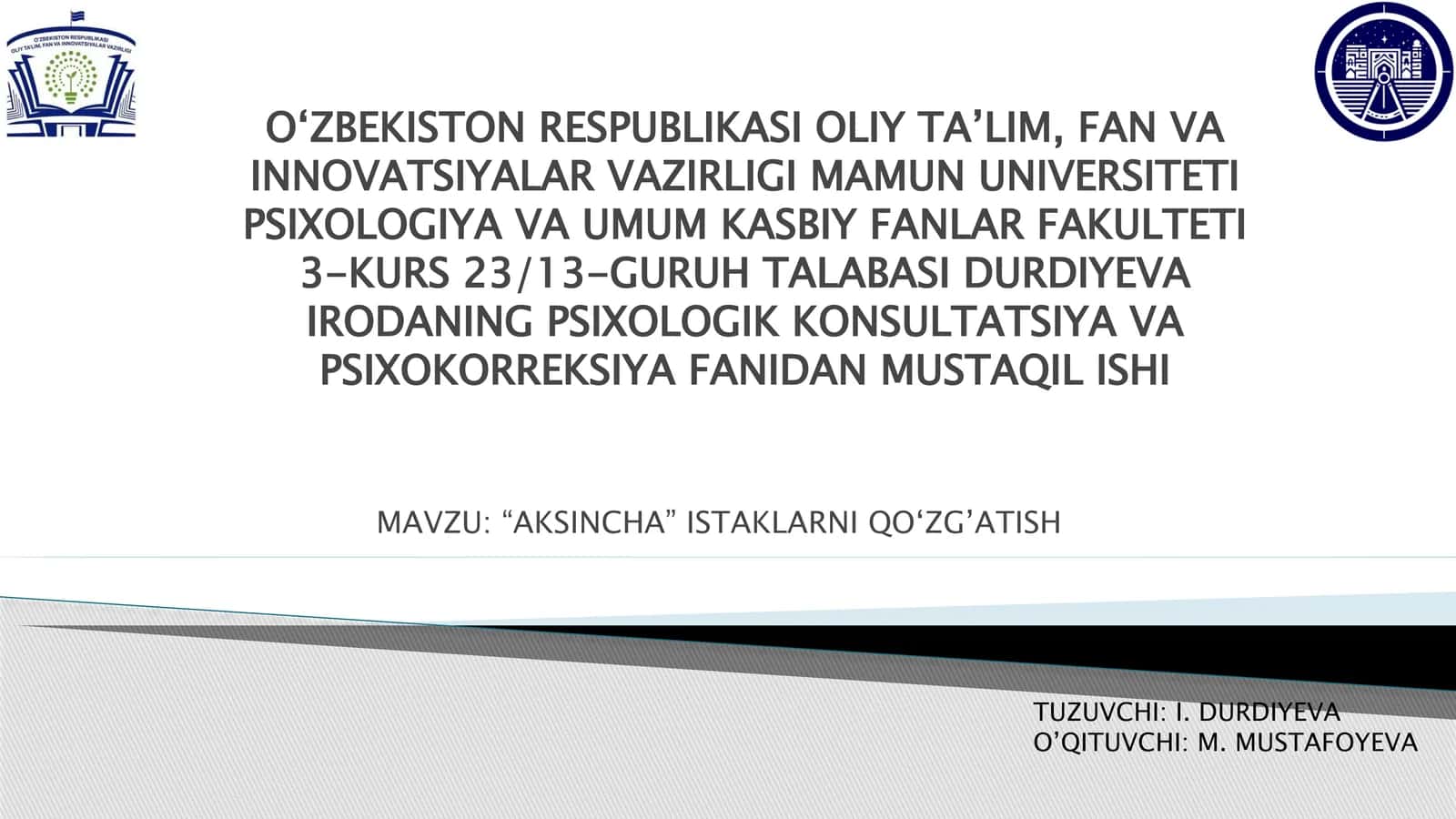 “AKSINCHA” ISTAKLARNI QO‘ZG‘ATISH 1