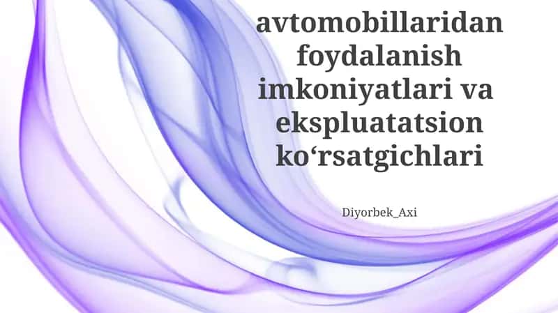 Elektromobil avtomobillaridan foydalanish imkoniyatlari va ekspluatatsion koʻrsatgichlari 1