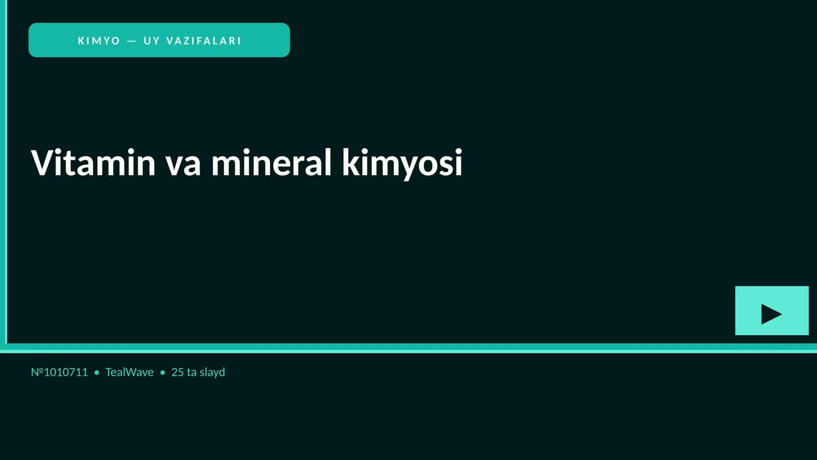 Vitamin va mineral kimyosi 1