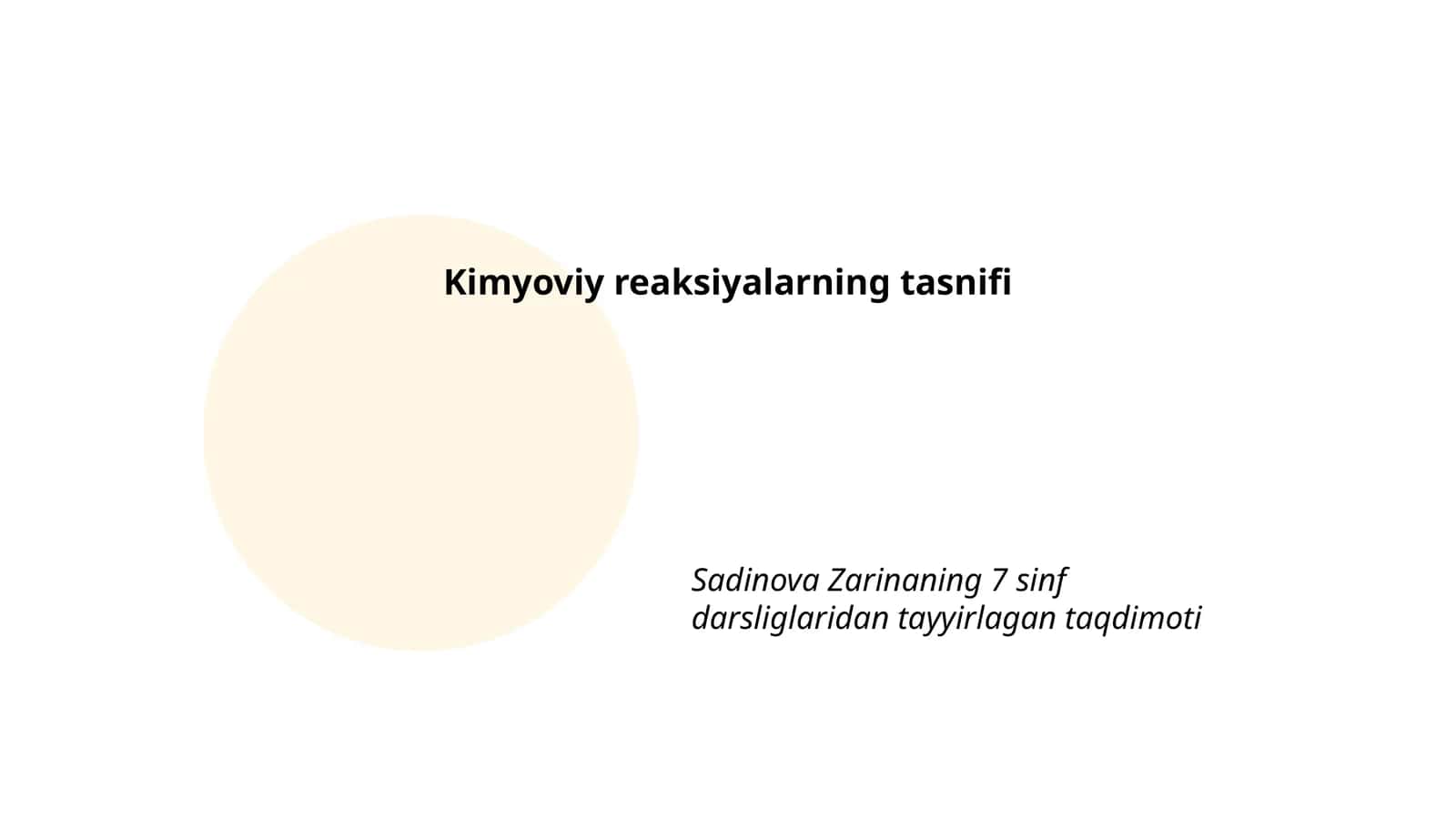 Kimyoviy reaksiyalarning tasnifi 1