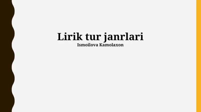 Lirik tur janrlari 1