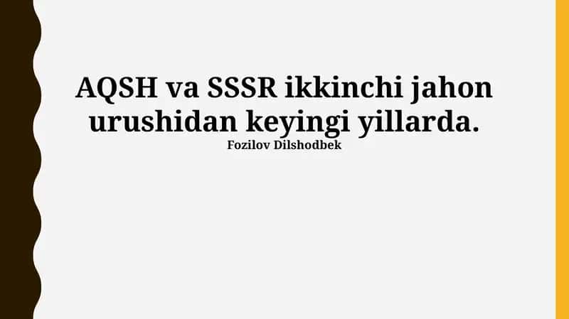 Ikkinchi jahon urushidan keyingi Amerika Qo'shma Shtatlari 1
