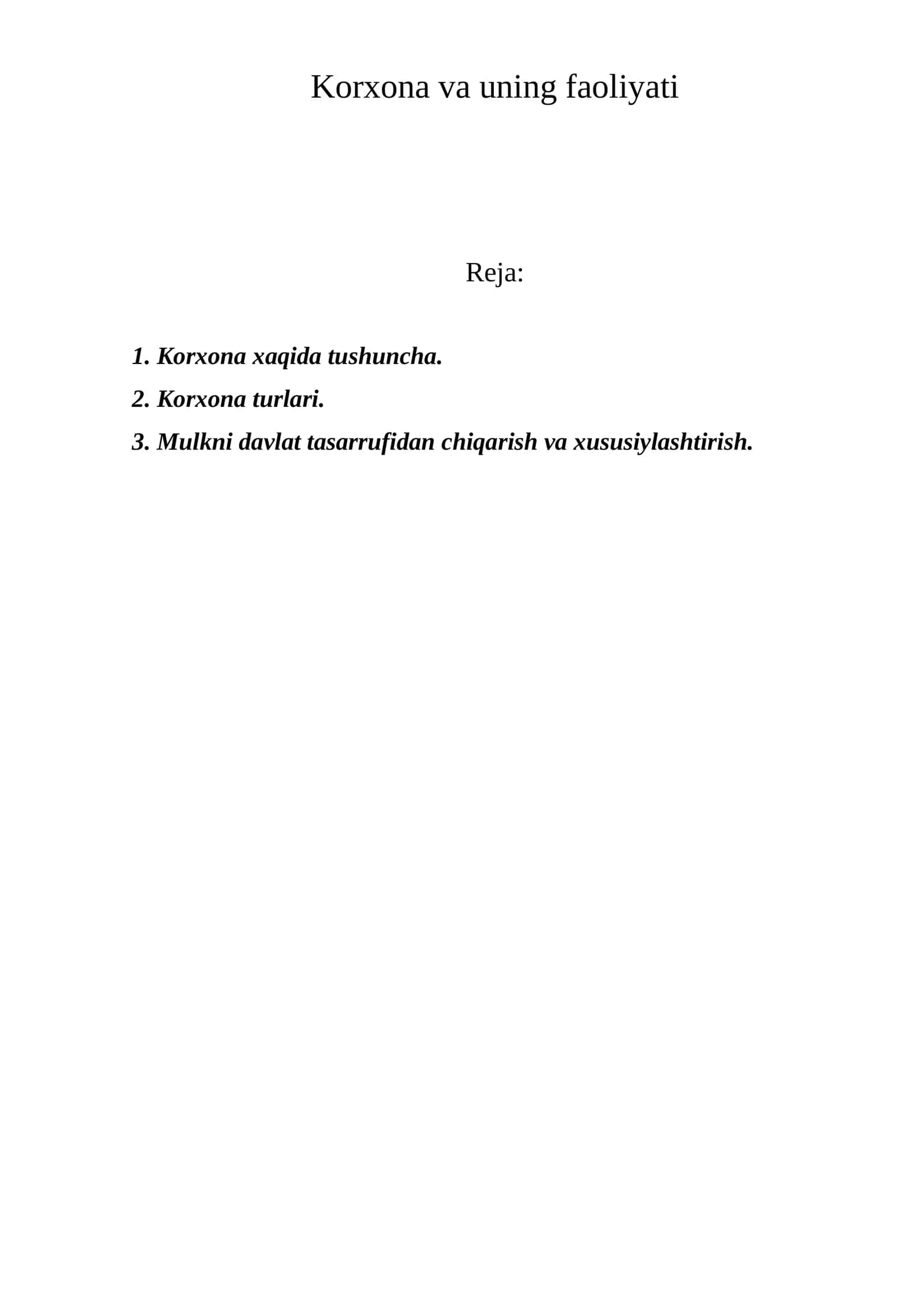 Korxona va uning faoliyati 1