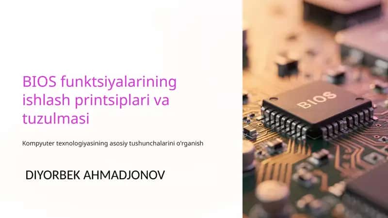 BIOS funktsiyalarining ishlash printsiplari va tuzulmasi 1