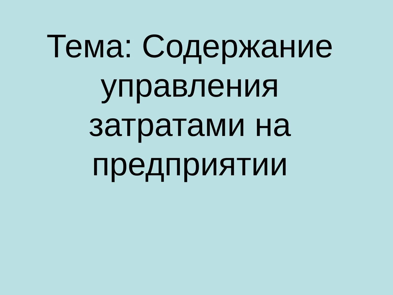 Управление затратами на предприятии 1