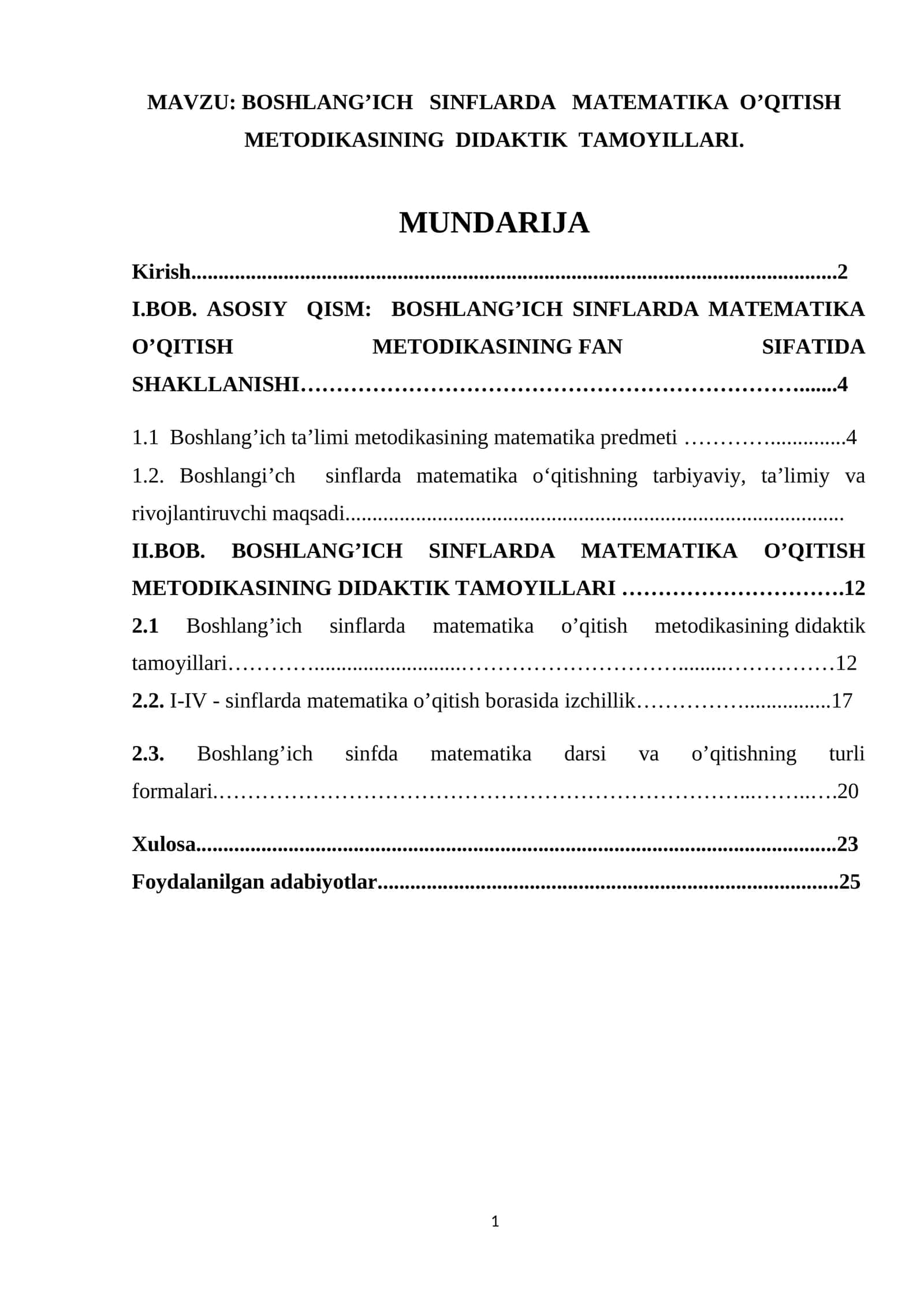 BOSHLANG’ICH SINFLARDA MATEMATIKA O’QITISH METODIKASINING DIDAKTIK TAMOYILLARI 1