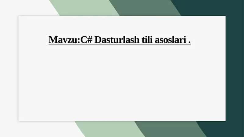 C# Dasturlashtiliasoslari 1