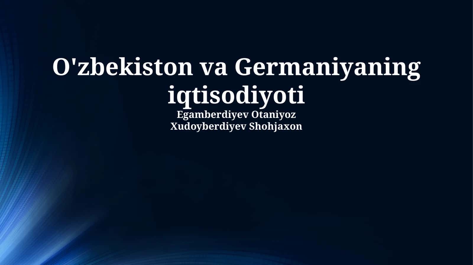 O'zbekiston va Germaniyaning iqtisodiyoti 1
