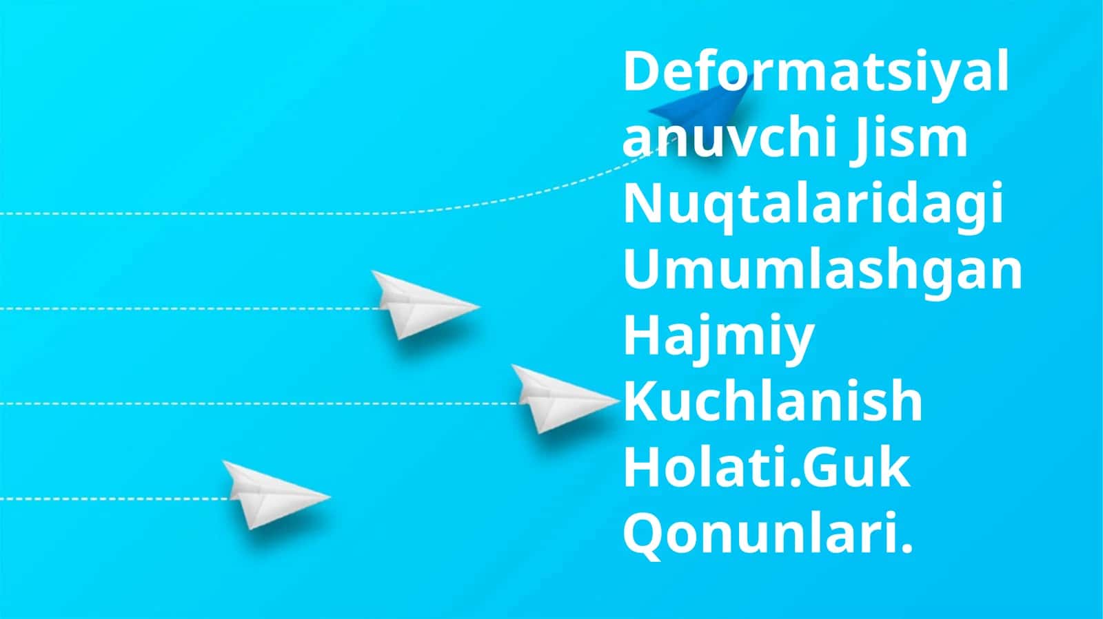 Deformatsiyalanuvchi Jism Nuqtalaridagi Umumlashgan Hajmiy Kuchlanish Holati.Guk Qonunlari 1