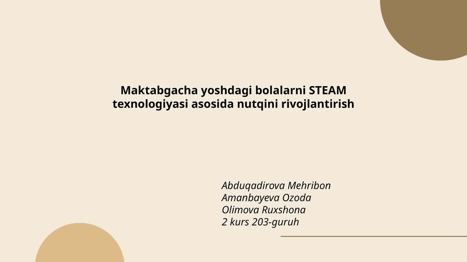 Maktabgacha yoshdagi bolalarni STEAM texnologiyasi asosida nutqini rivojlantirish 1
