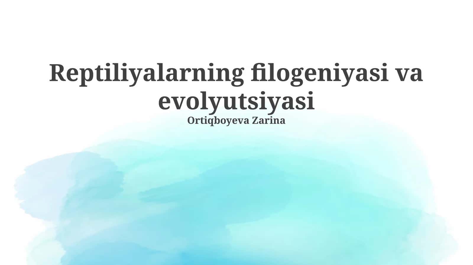 Reptiliyalarning filogeniyasi va evolyutsiyasi 1