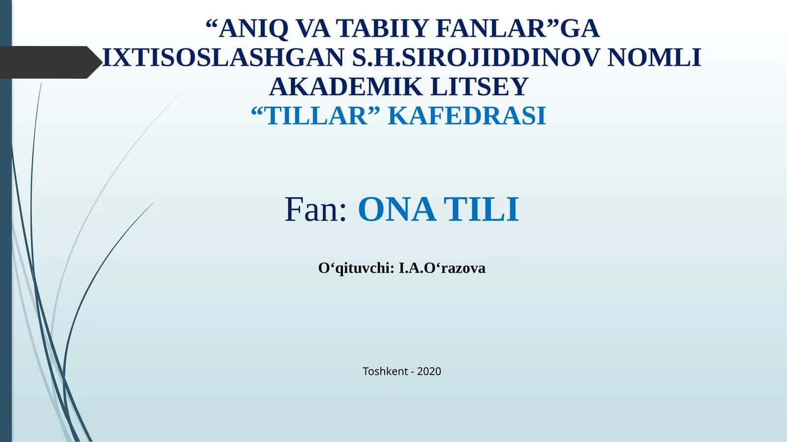IIKINCHI DARAJALI BO‘LAKLAR YUZASIDAN AMALIY MASHG‘ULOT 1