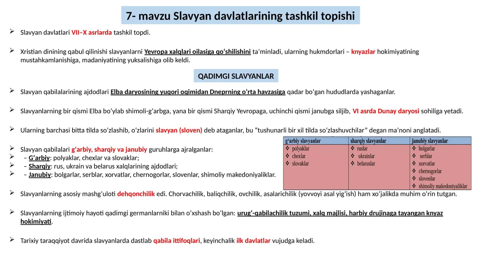 Slavyan davlatlarining tashkiltopishi 1