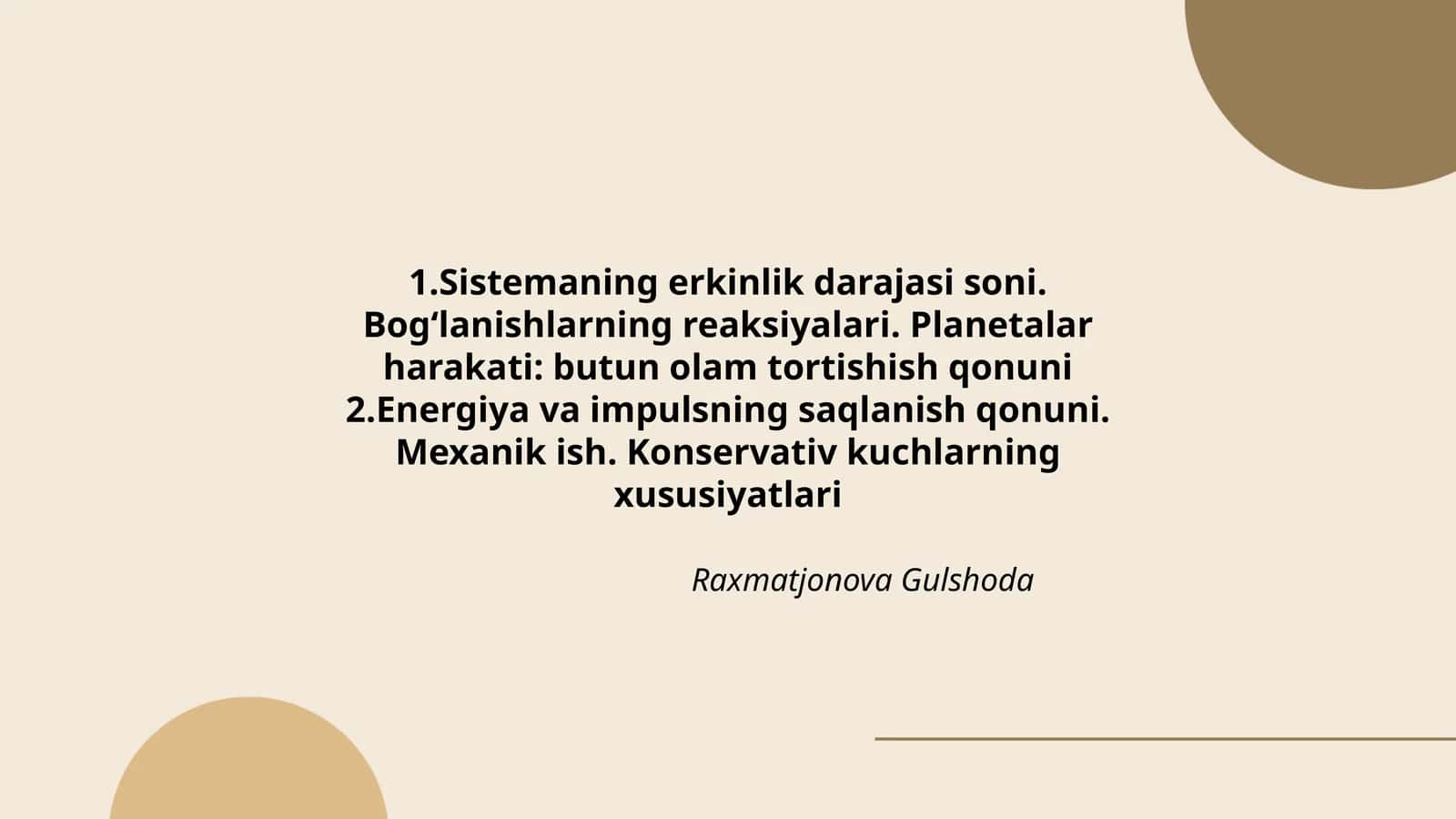 Planetalar harakati: butun olam tortishish qonuni 1