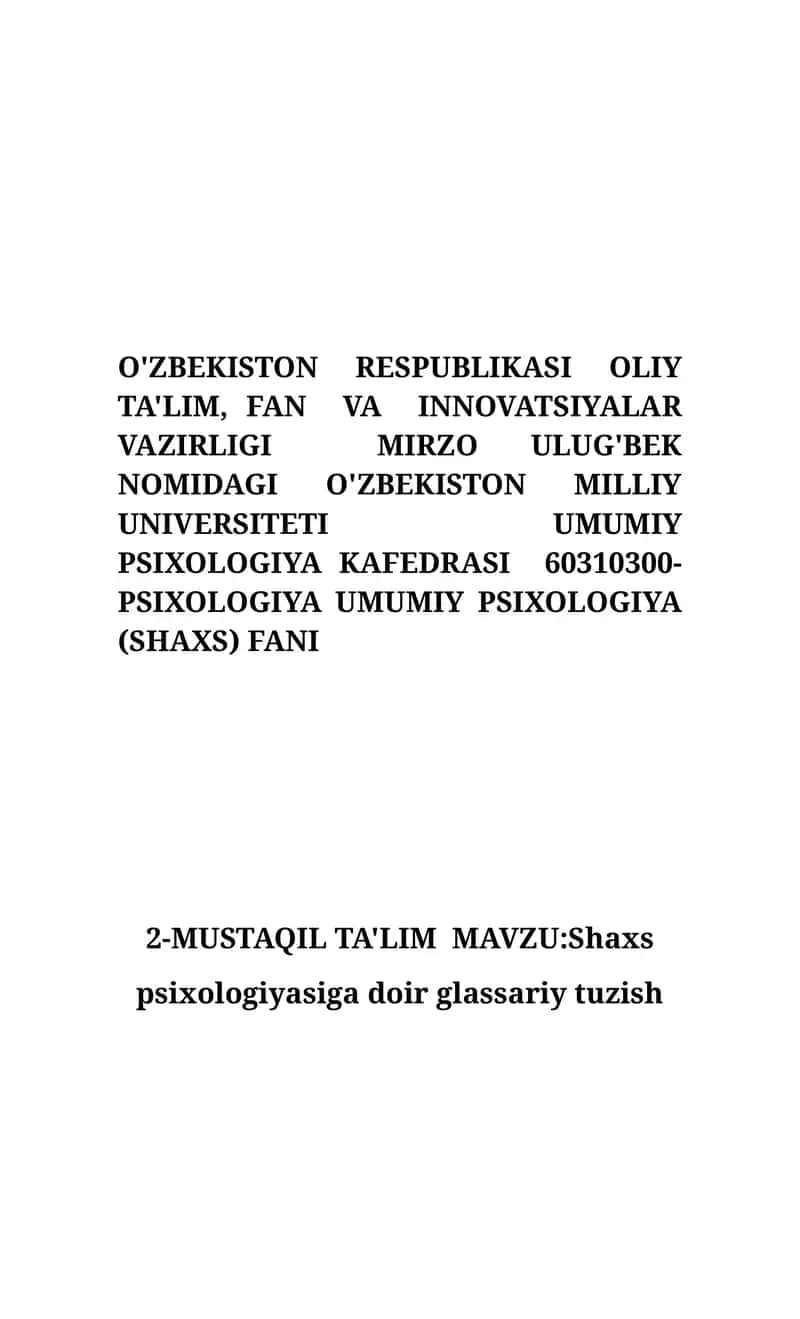 Shaxs psixologiyasiga doir glassariy tuzish 1