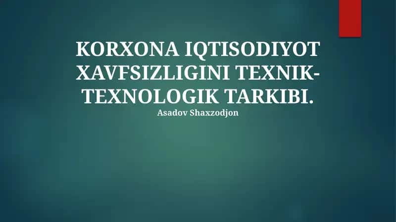 Korxona iqtisodiy xavfsizligi 1